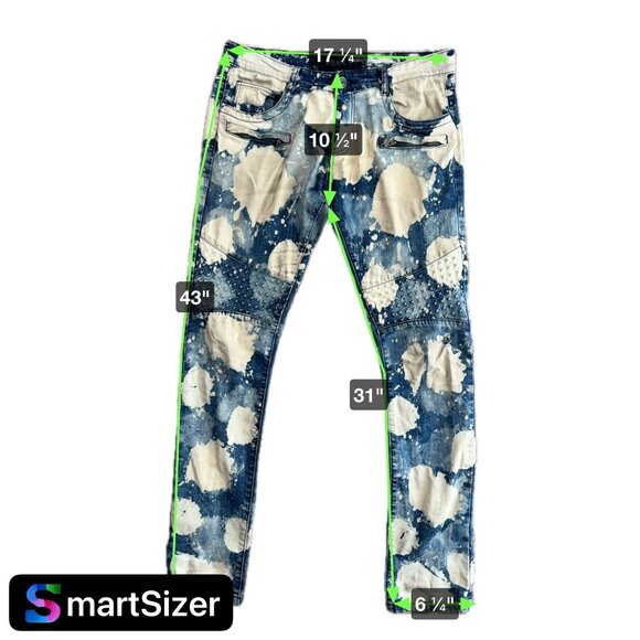 CJ Black Men Jeans 32x34 Skinny Acid Wash Patchwork Flex Stretch Moto Streetwear - Picture 2 of 8